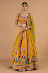 Mustard Yellow Lehenga With Embroidered Work5569 video
